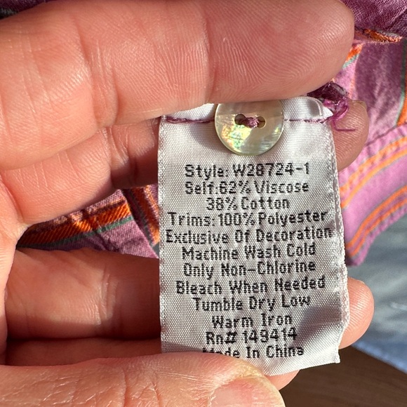 Johnny Was Workshop Stripe Indalo Button Down Shirt Tunic Top Boho Chic W28724 - Picture 9 of 11